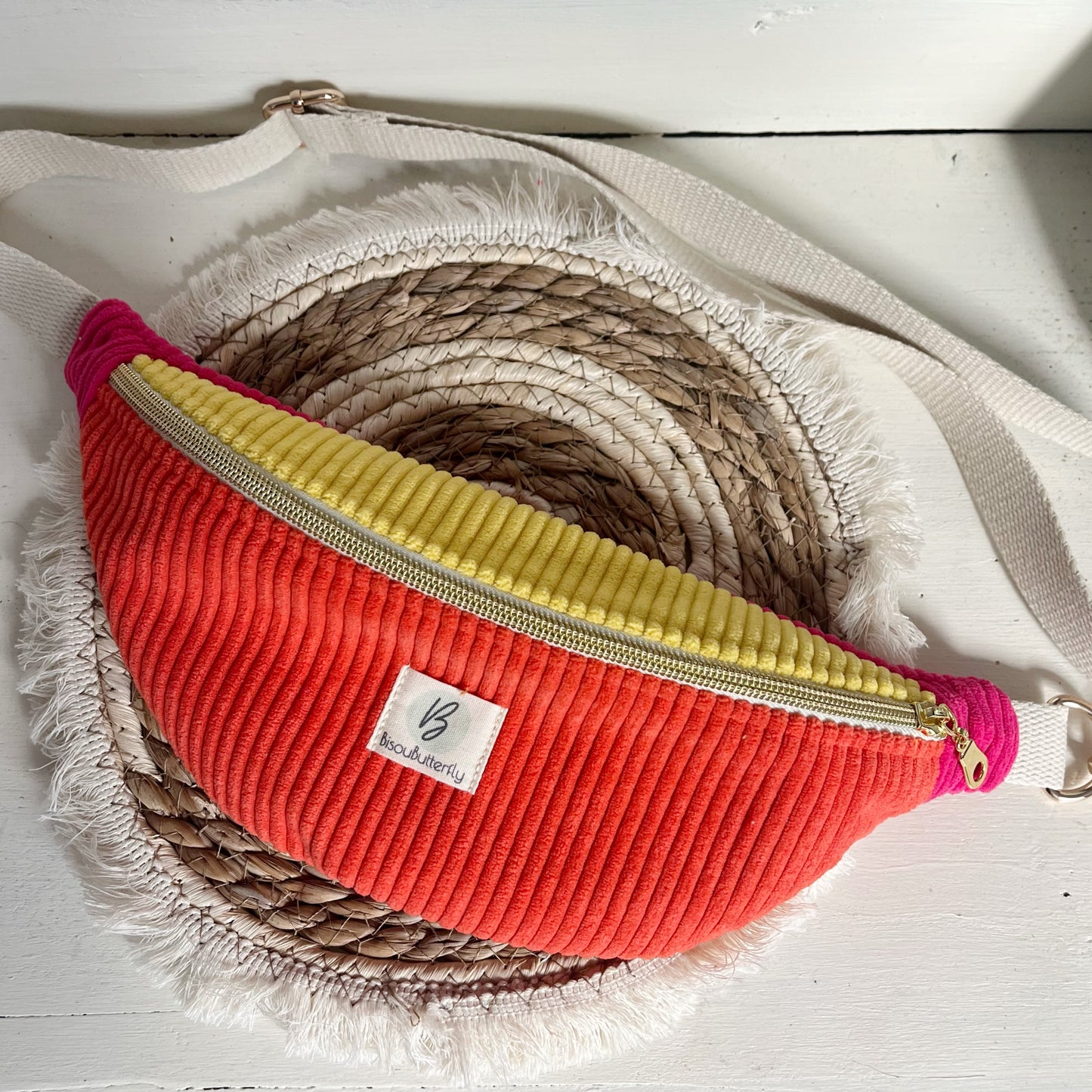 Sac banane ENFANT/ADO velours côtelé multicolore Flashy