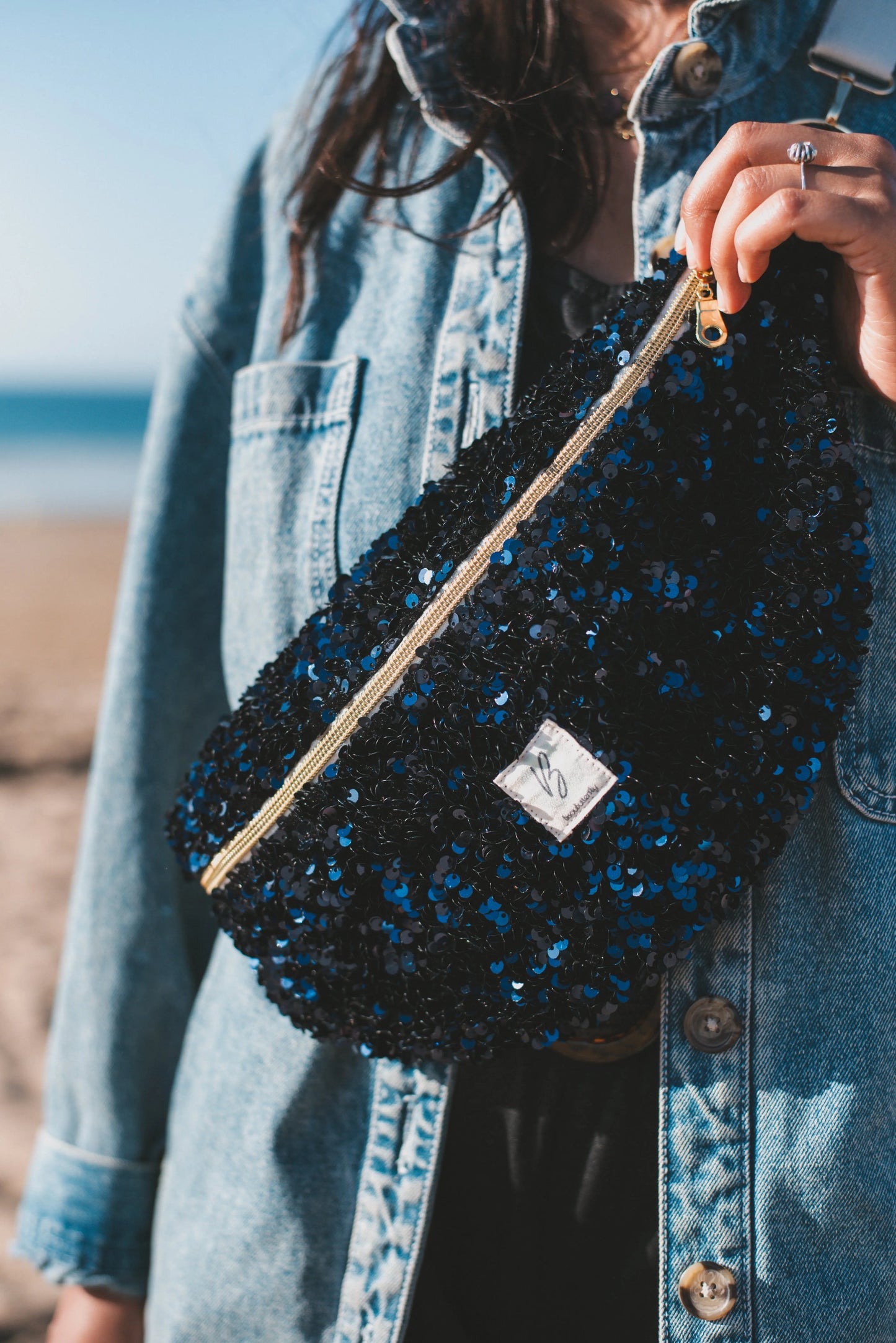 Sac Banane Paillettes Bleu Marine BisouButterfly Dev