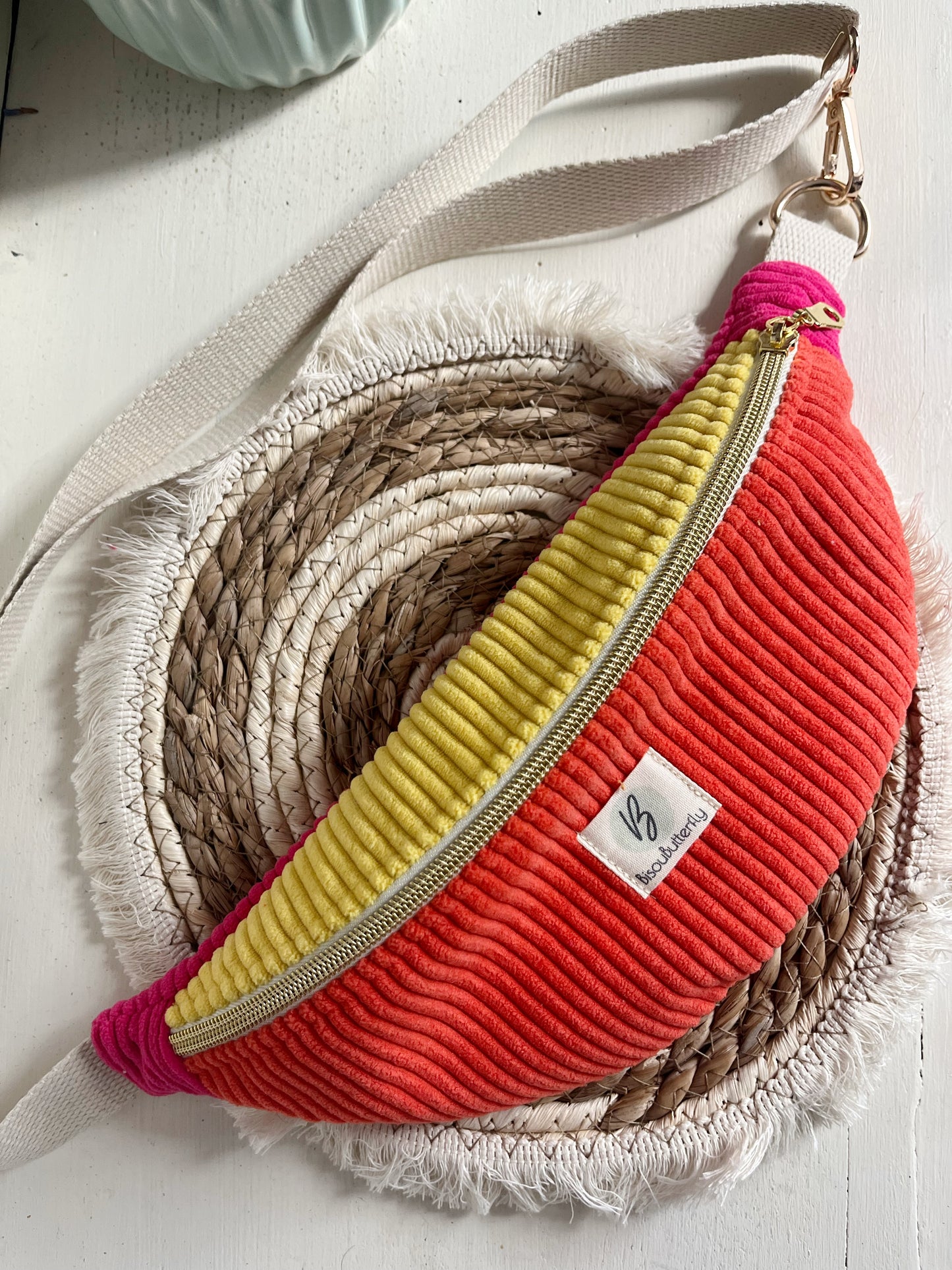 Sac banane ENFANT/ADO velours côtelé multicolore Flashy