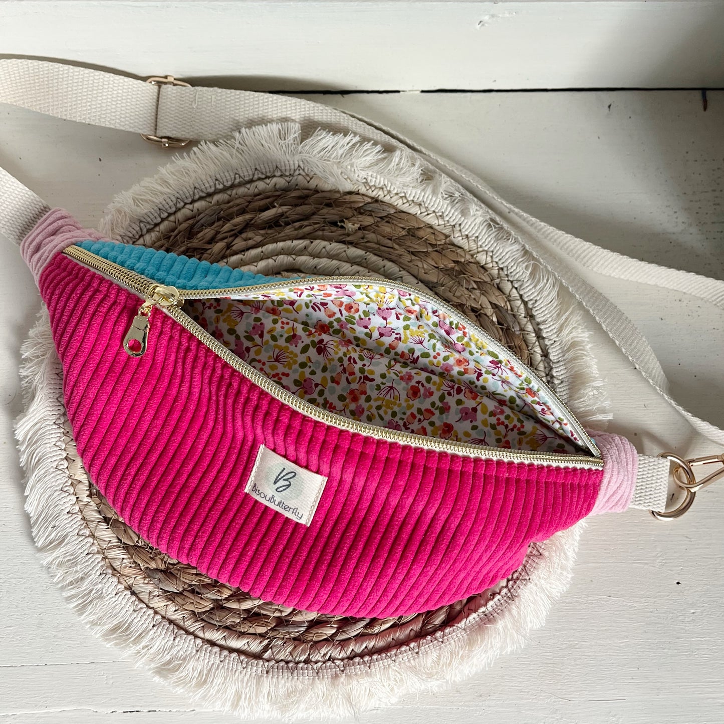 Sac banane ENFANT/ADO velours côtelé multicolore