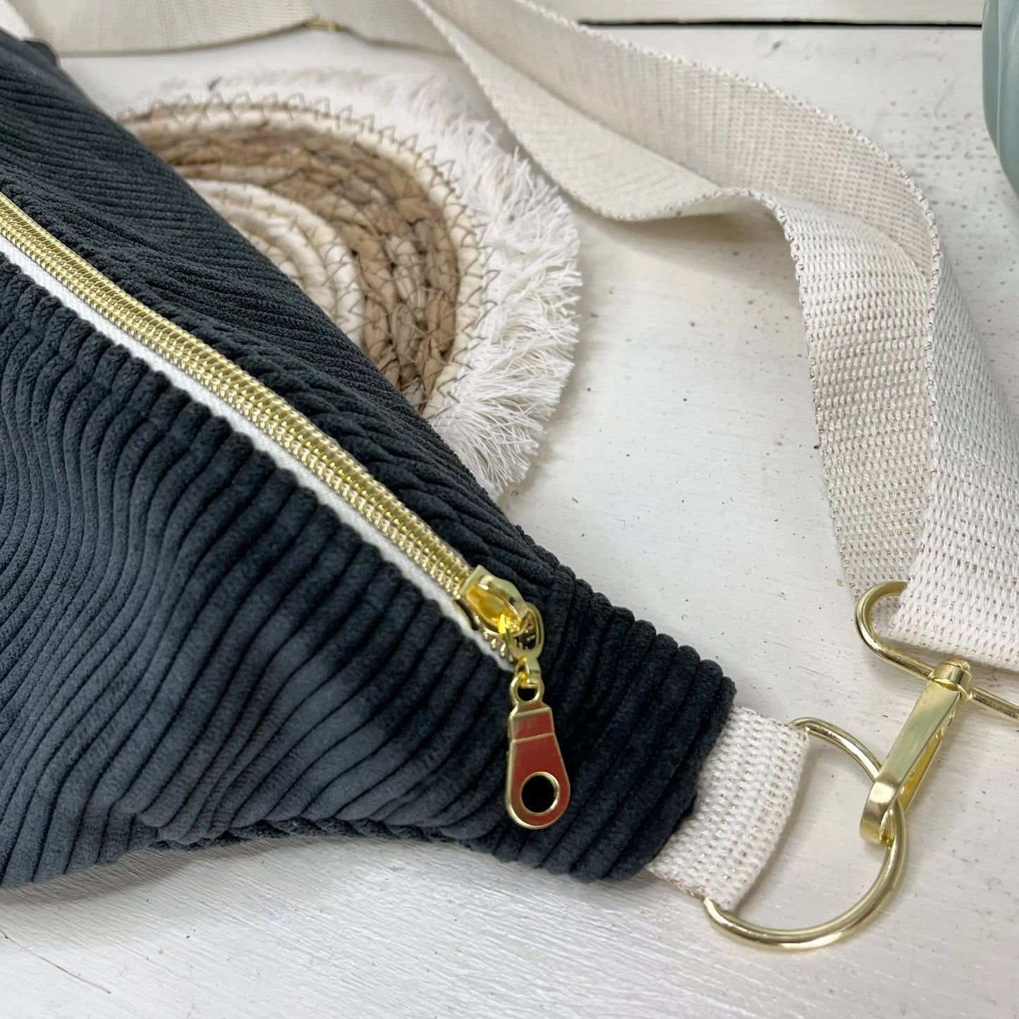Sac banane femme velours noir