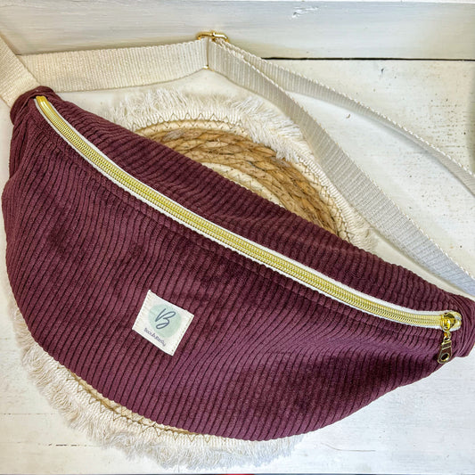 Sac Banane Velours côtelé couleur couleur prune