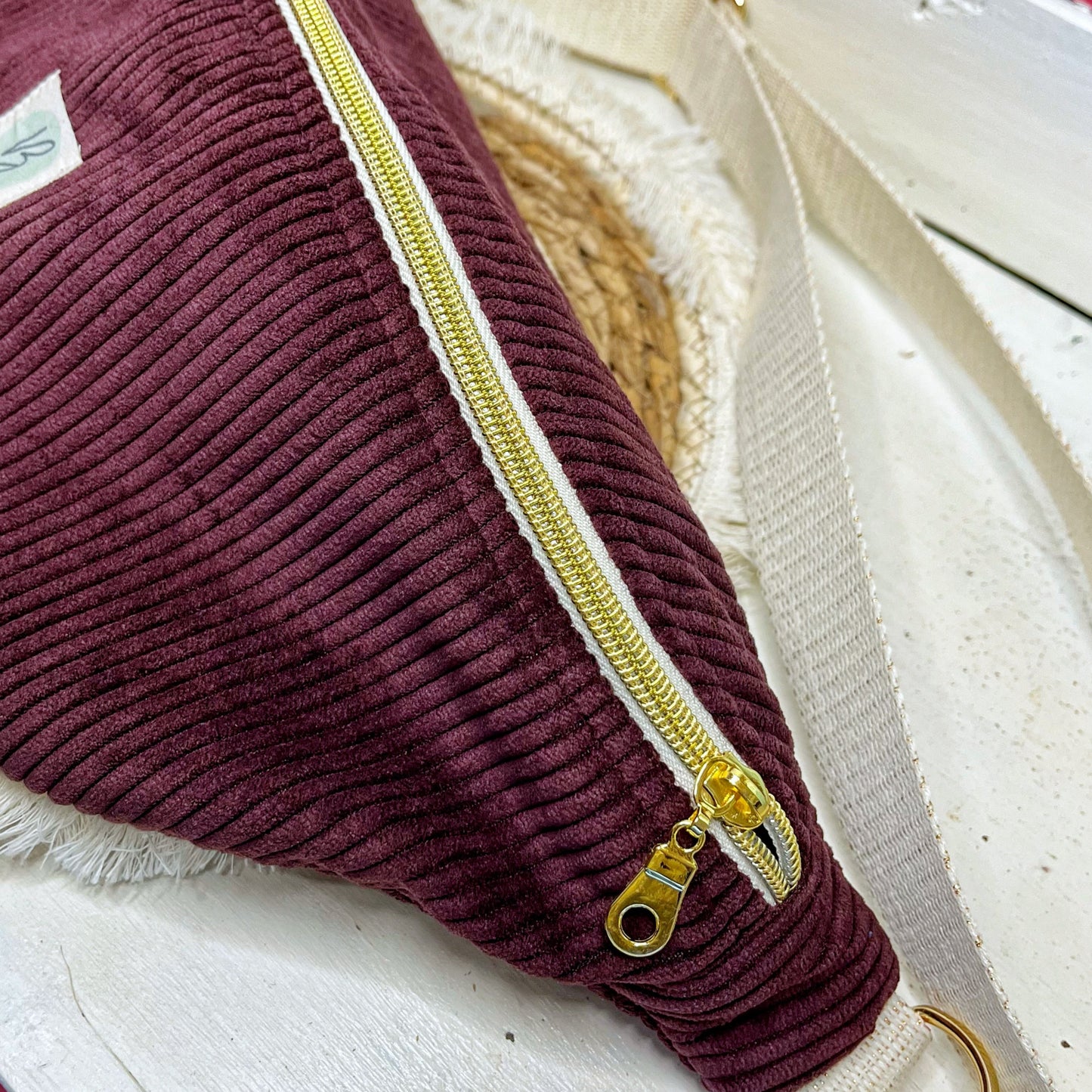 Sac Banane Velours côtelé couleur couleur prune