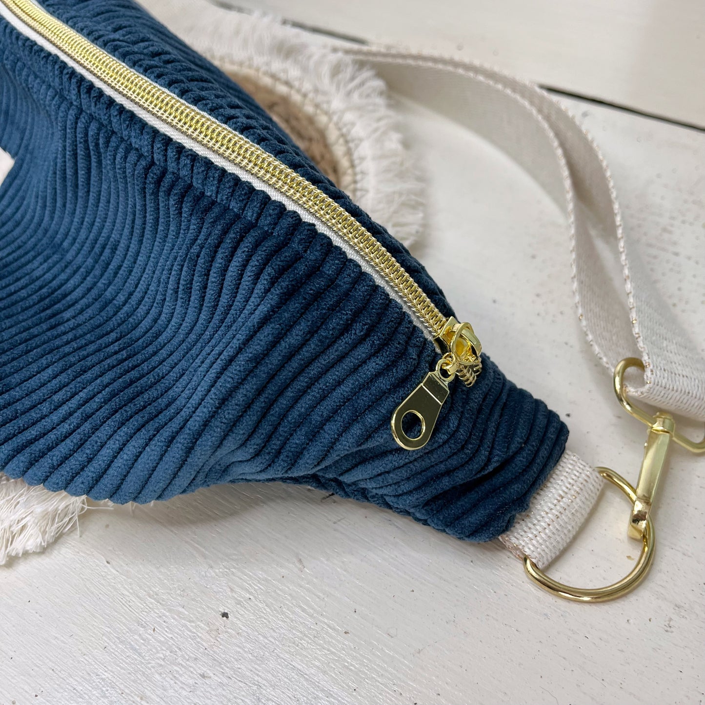 Sac Banane Velours côtelé couleur couleur Bleu marine