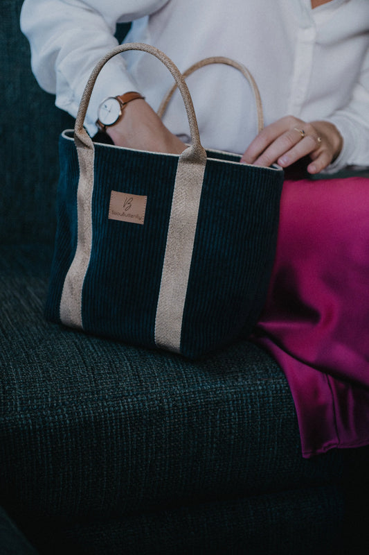 sac cabas velours douc noir or