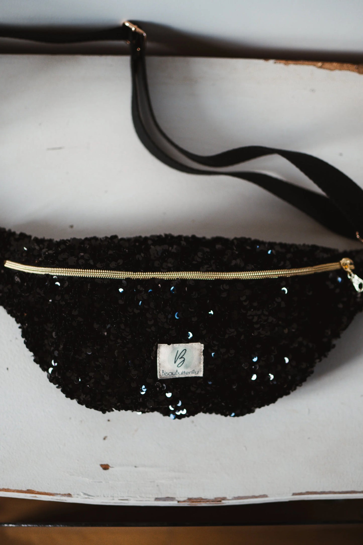 sac banane sequins noir
