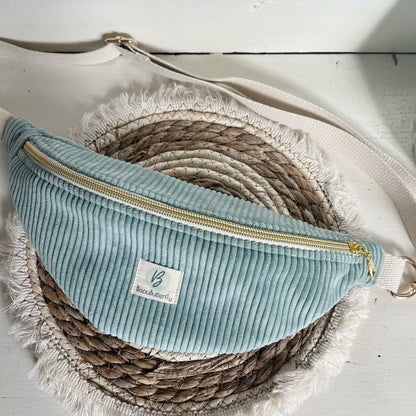 Sac banane ENFANT/ADO velours côtelé bleu ciel