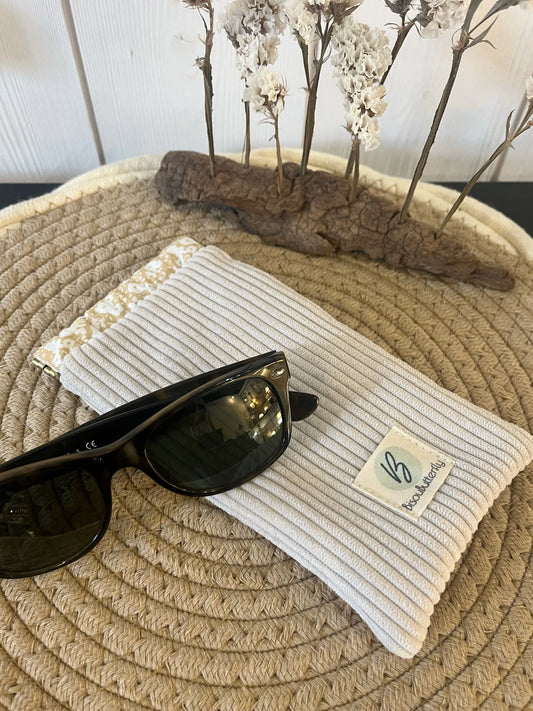 Étui à lunettes velours côtelé crème BisouButterfly beige