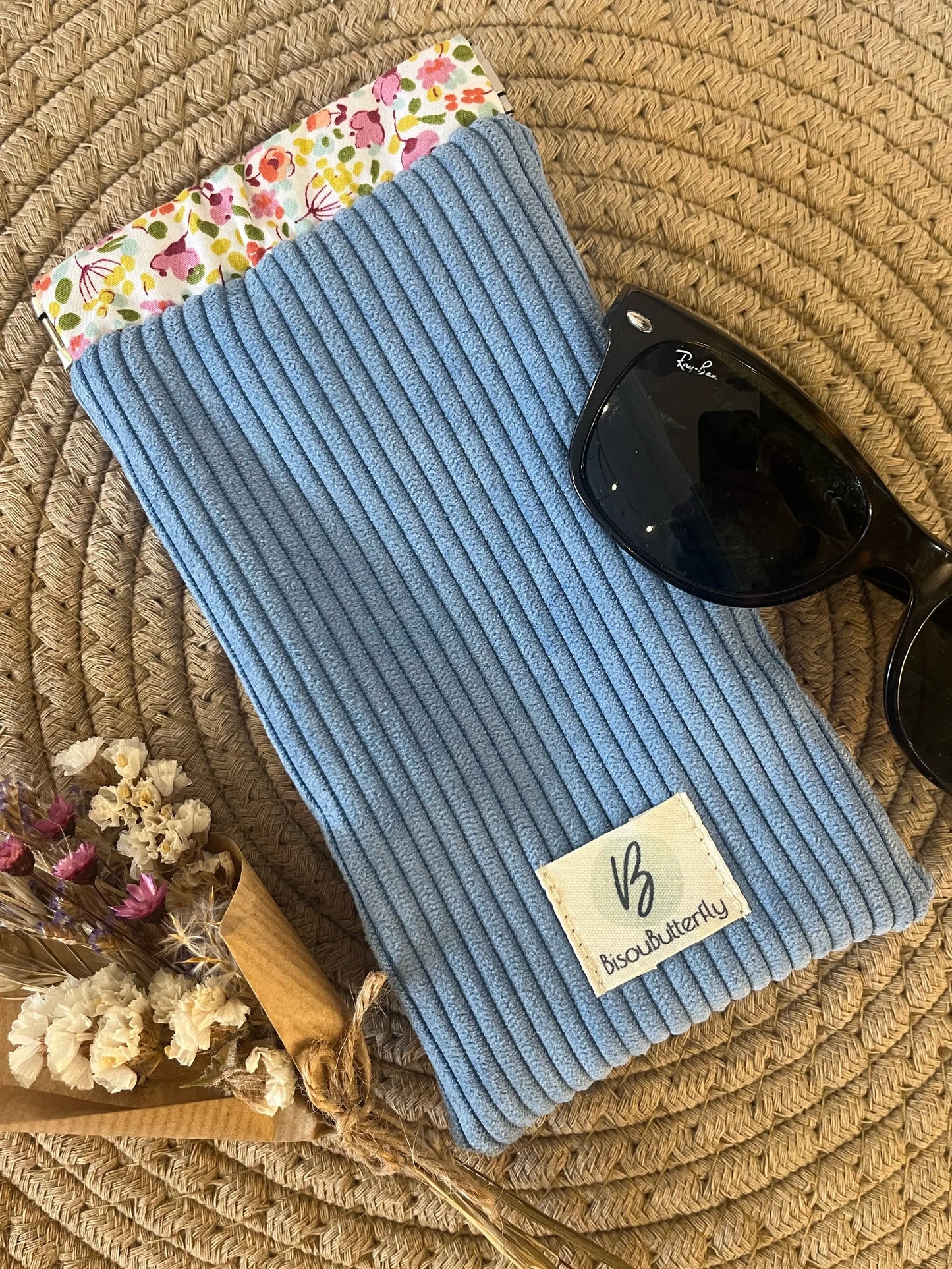 Étui à lunettes velours côtelé crème (Copie) BisouButterfly