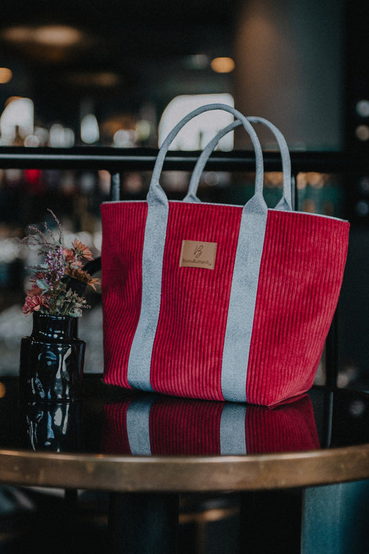 Sac à main JEANNE Rouge anse argenté