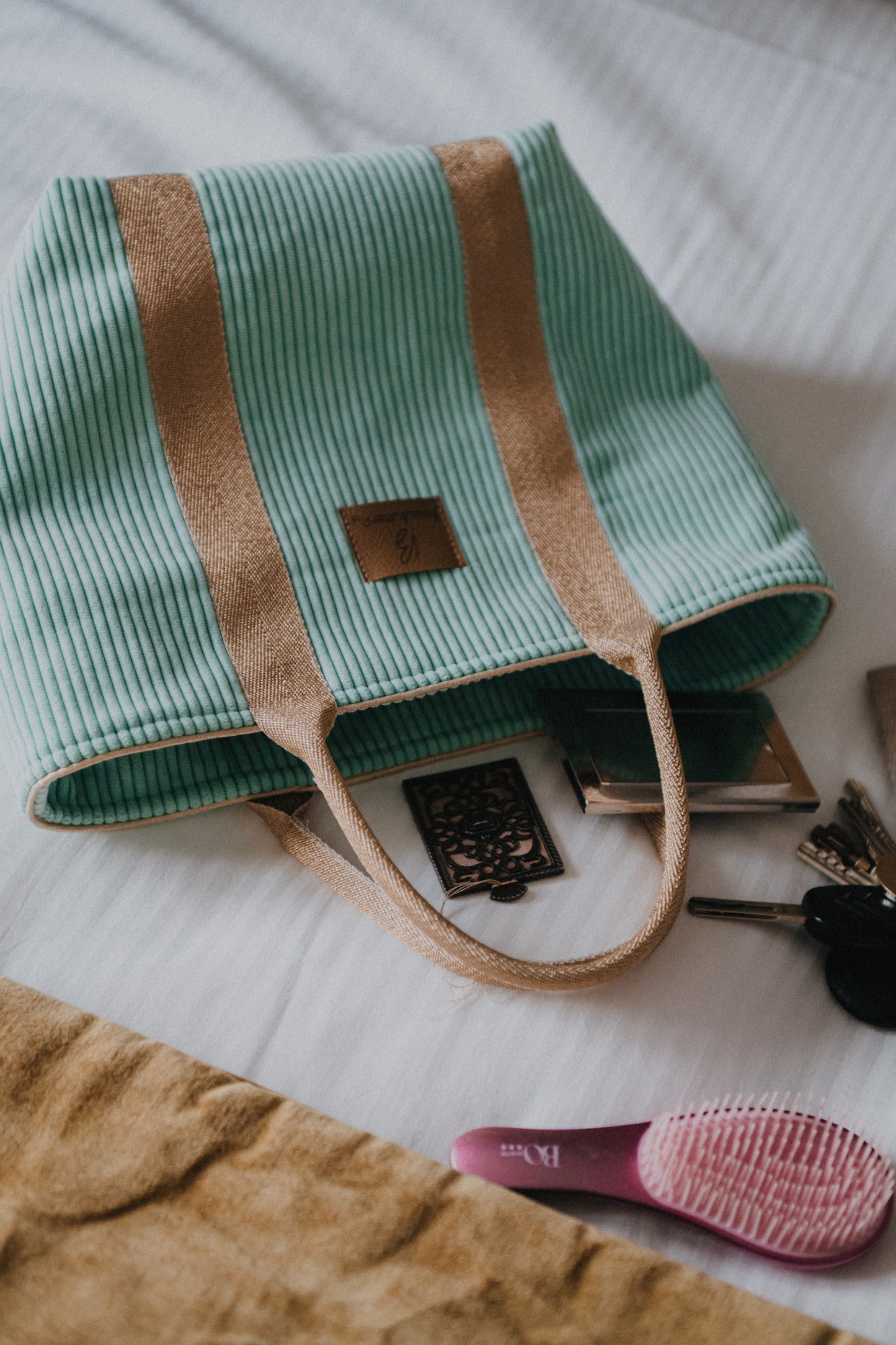 Sac à main JEANNE Menthe anse doré