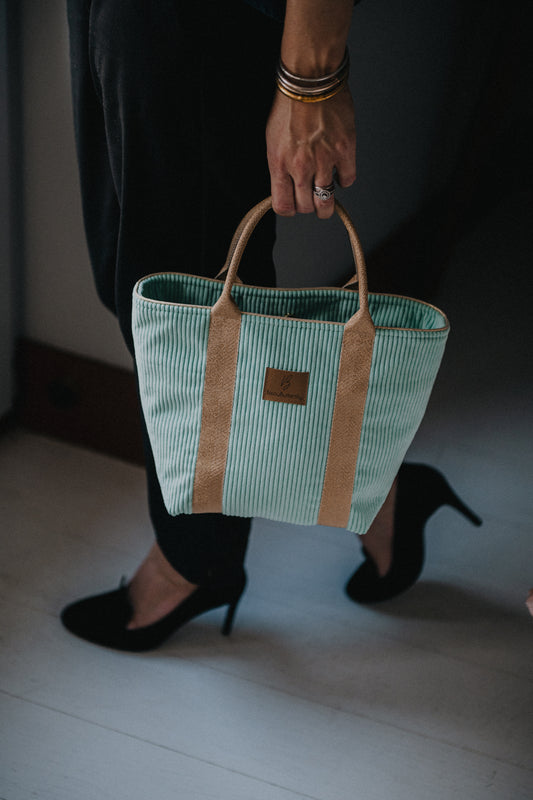 Sac à main JEANNE Menthe anse doré