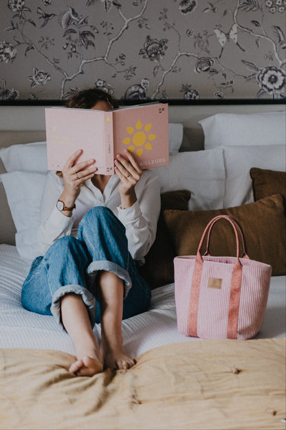 Sac à main JEANNE Rose anse rouge