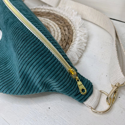 sac banane velours femme vert foncé