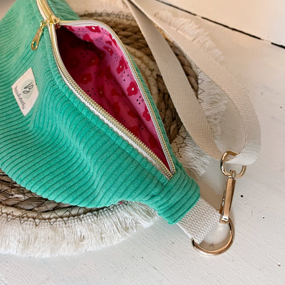 Sac banane ENFANT/ADO velours côtelé vert pomme
