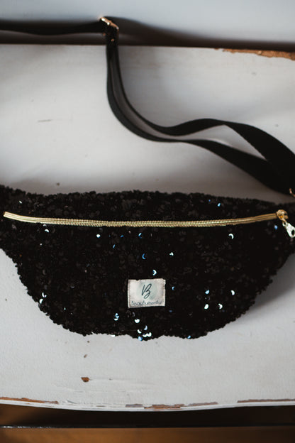 Sac Banane Paillettes Noir sangle réglable