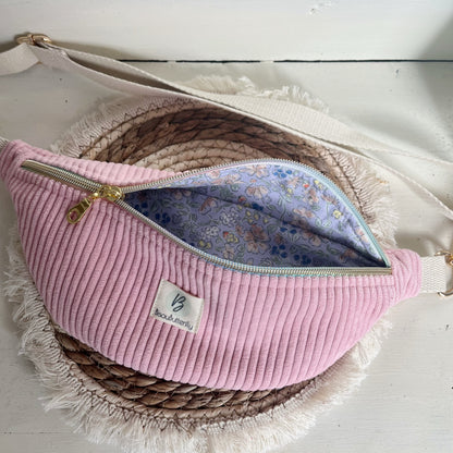 Sac banane ENFANT/ADO velours côtelé rose