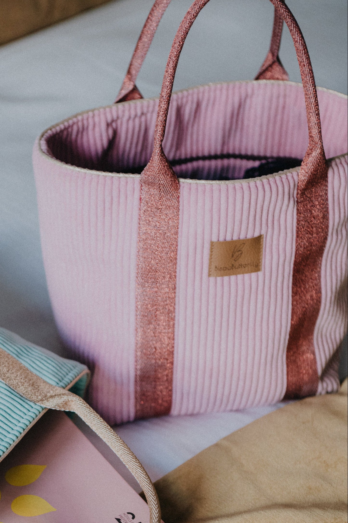 Sac à main JEANNE Rose anse rouge