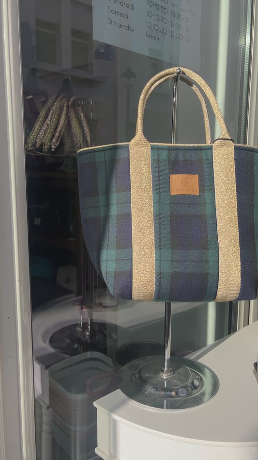 Sac à main JANE tartan Blackwatch anse doré