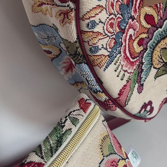 sac a main coeur impression fleurs