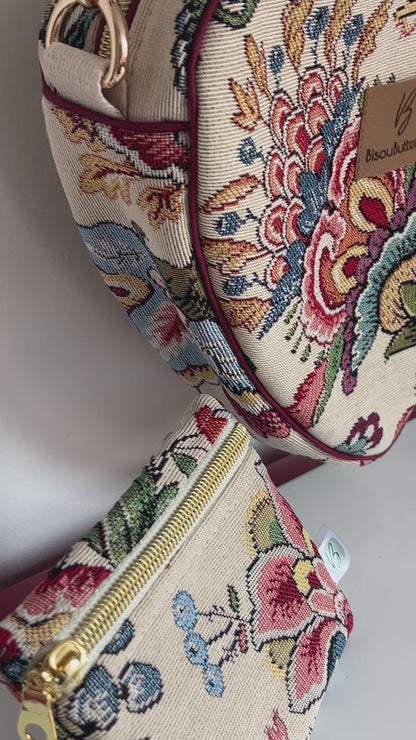 sac a main coeur impression fleurs