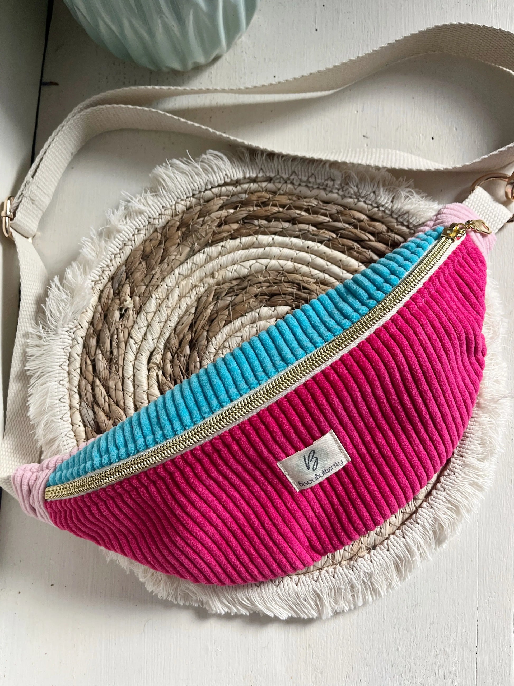 sac banane petite taille rose et bleu