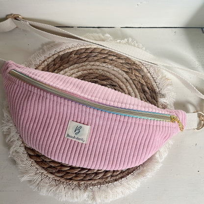 Sac banane ENFANT/ADO velours côtelé rose