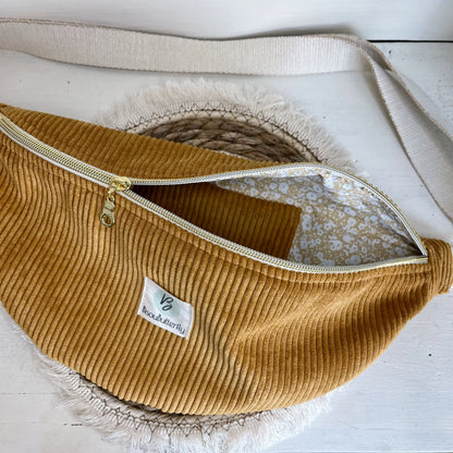 sac banane femme velours jaune