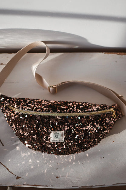sac banane sequins rose