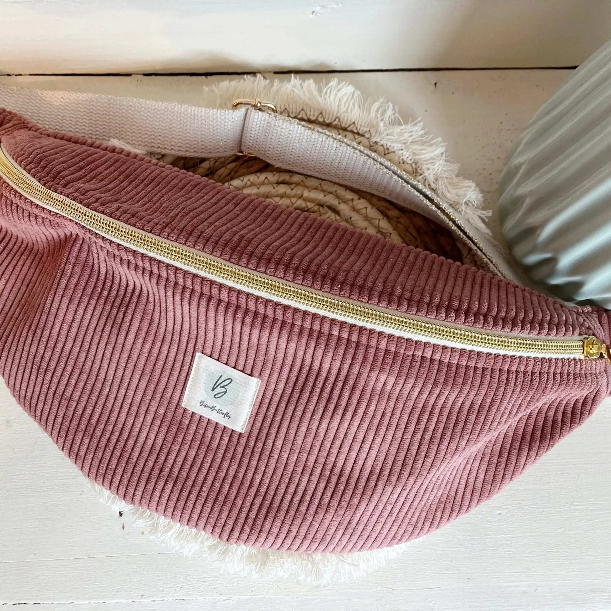 sac banane velours rose