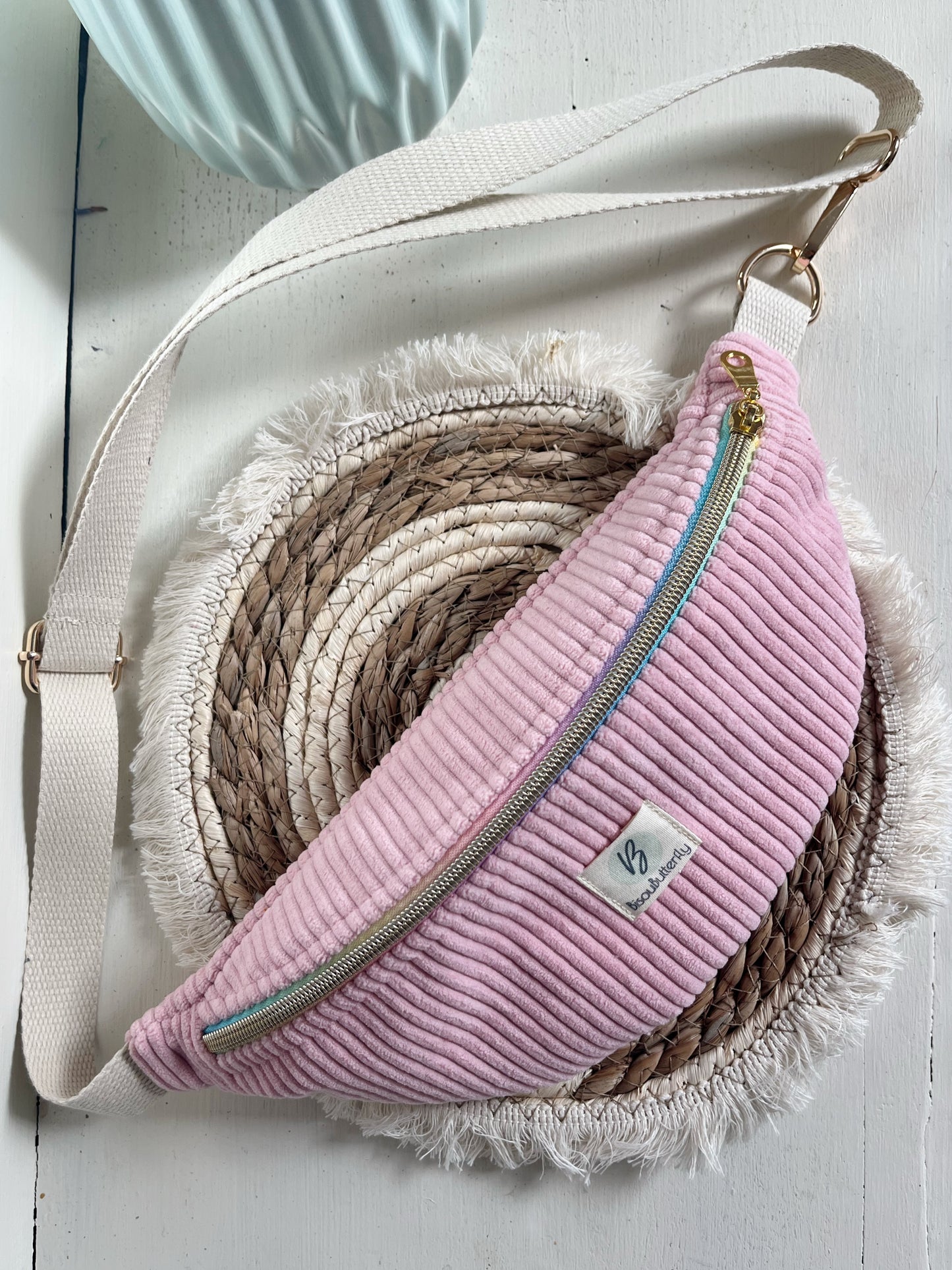 Sac banane ENFANT/ADO velours côtelé rose