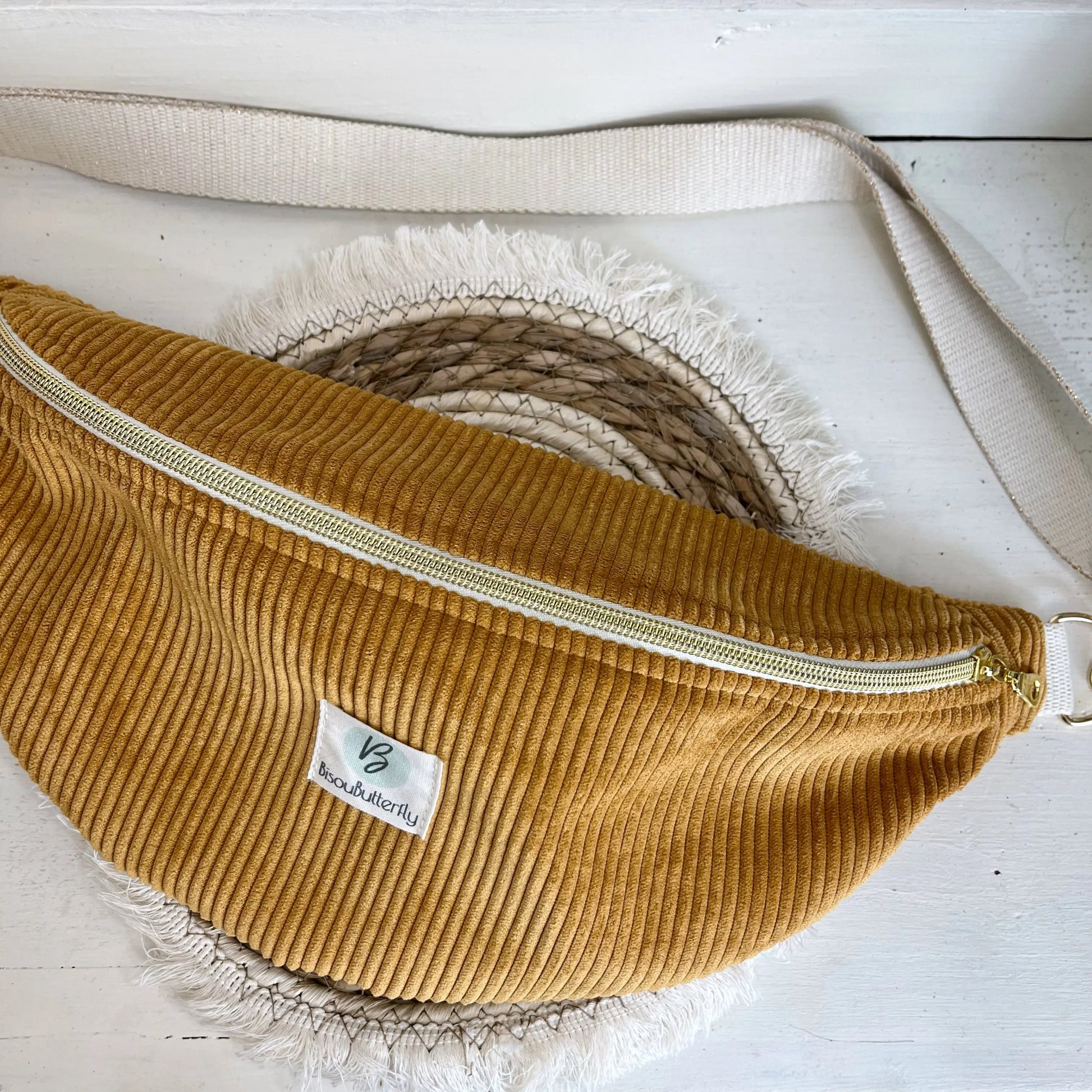sac banane femme velours moutarde